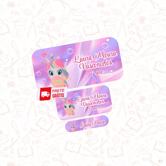 Etiquetas Escolares Unicórnio Shine Puket 110un Frete Grátis