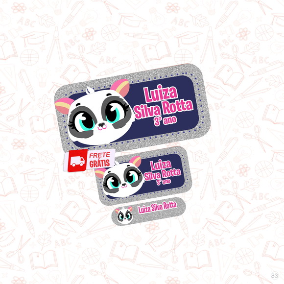 Etiquetas Escolares Panda Summer Puket 110un Frete Grátis
