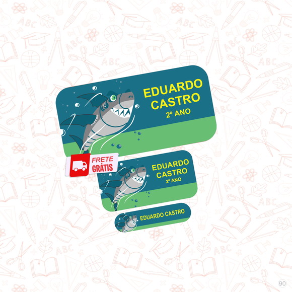 Etiquetas Escolares Tubarão Puket 110un Frete Grátis
