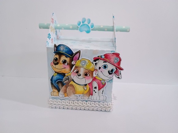 Caixa com Canudo Patrulha Canina Aquarela