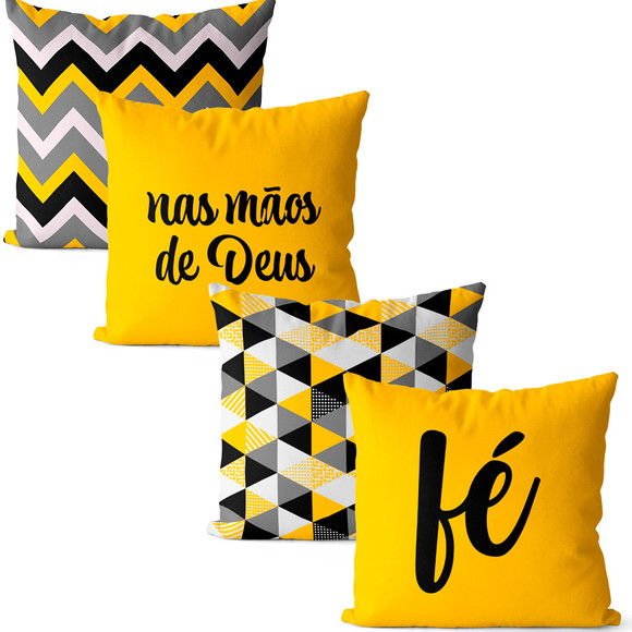 Kit 4 capa de almofadas fé geométrica