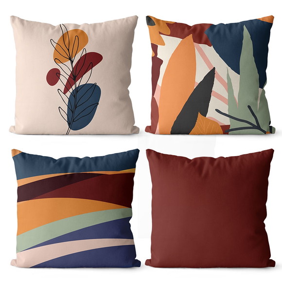 Kit 4 Capas de Almofadas Decorativas Floral Moderna 45x45