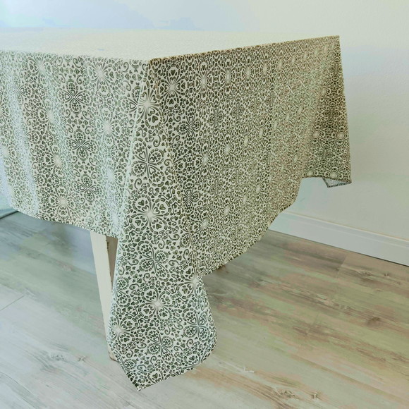 Toalha de Mesa Estampada Verde Retangular 290 x 145 cm