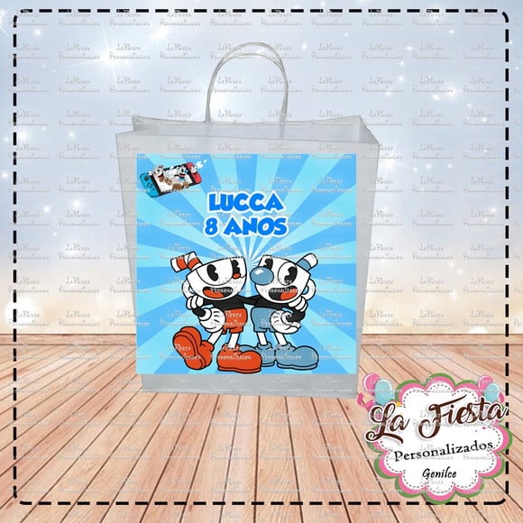 Rótulo para sacolinha adesiva Cuphead
