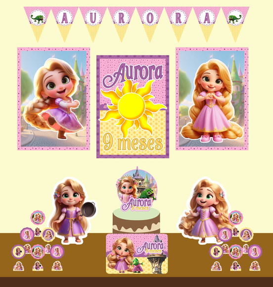 Arquivo Digital Kit Só Um Bolinho Rapunzel Baby 3d