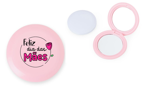 Espelho Duplo Plástico Dia das Mães Personalizado com Logo