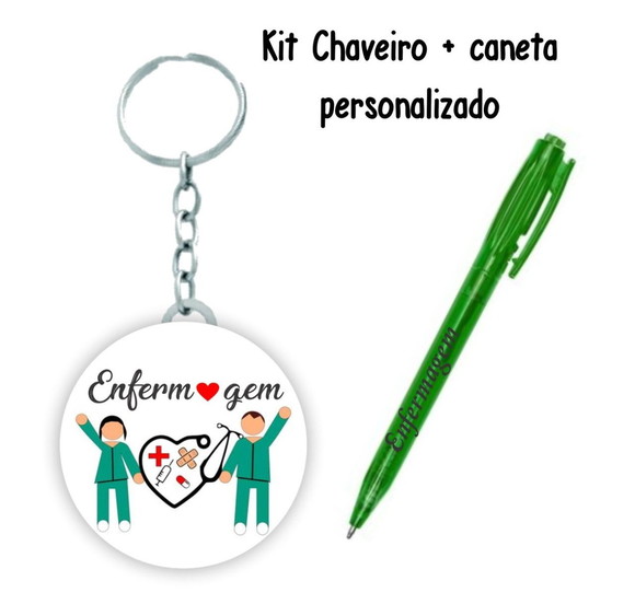 Kit Chaveiro + Caneta Especial Dia da Enfermagem Personal