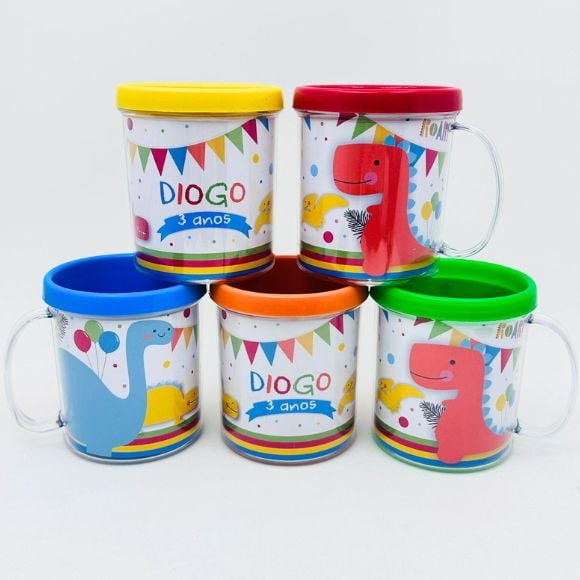 Lembrancinha Dinossauros - Caneca 3 Azul