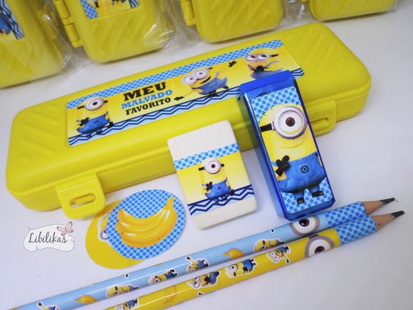 Lembrancinha Minions - Estojo com Kit Escolar