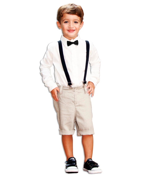 Conjunto de Pajem Bege Claro e Branco -