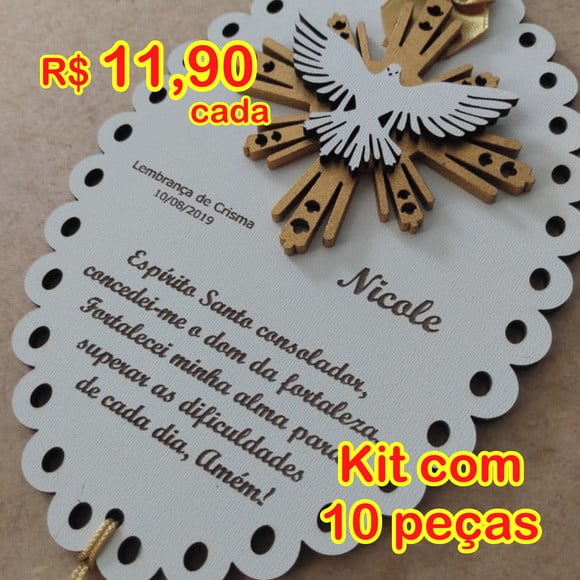 Escapulário Lembrança para Crisma - Modelo1 - 10 Peças