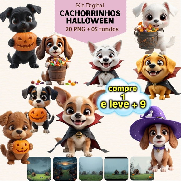 Kit Digital Cachorrinho Halloween