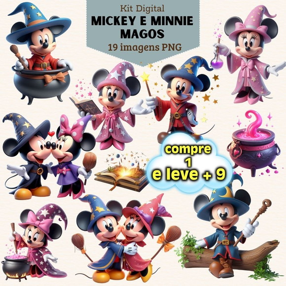 Kit Digital Mickey e Minnie Magos