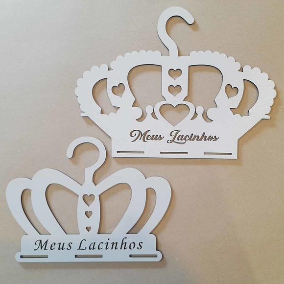 Kit com 02 Cabides mdf Porta Laço Branco Coroa