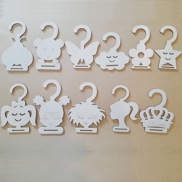 Kit com 11 Mini Cabides mdf Branco Porta Laço