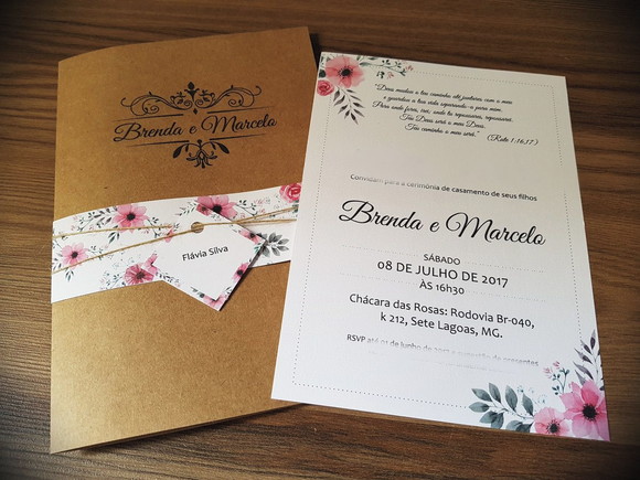 Convite casamento floral moderno