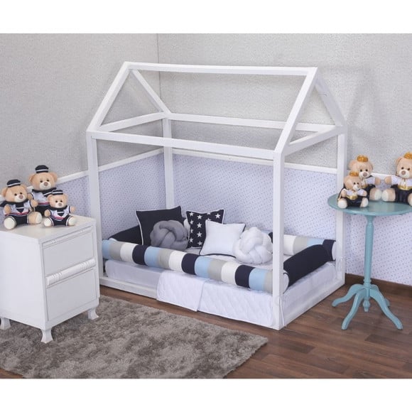 Kit Mini Cama Montessoriano Rolo 5 Peças C/lençol Elastico