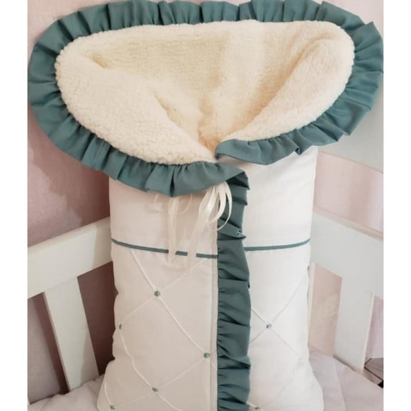 Porta Bebe Forro Carneiro Saco Dormir Quentinho Verde Malva