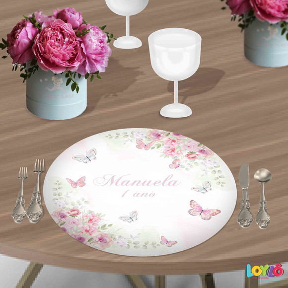 Sousplat Personalizado 29cm Jardim das Borboletas