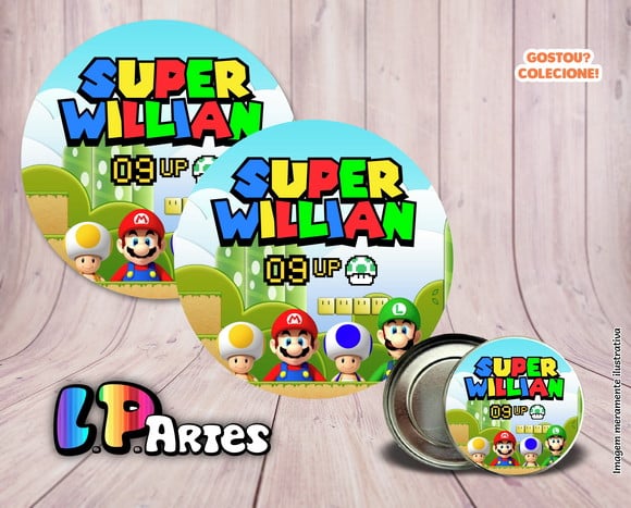 Adesivo de Latinha - Super Mário