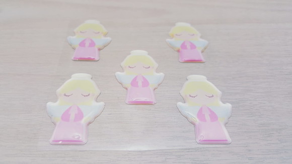 Aplique Anjo Adesivo Resinado Rosa 1 Cartela com 5 Unidades
