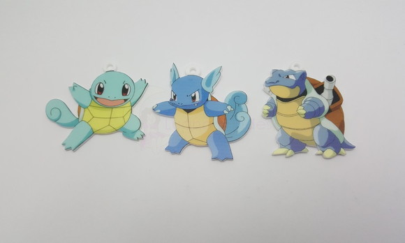 Kit Pingentes Pokémon Evolução Squirtle em Acrílico UV 3 Und