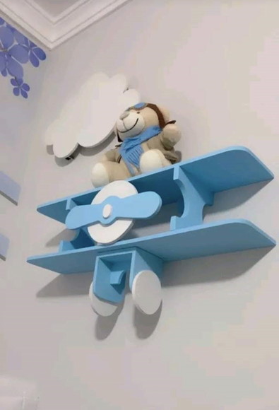 Avião Prateleira para Quarto Bebe Cor Azul Claro