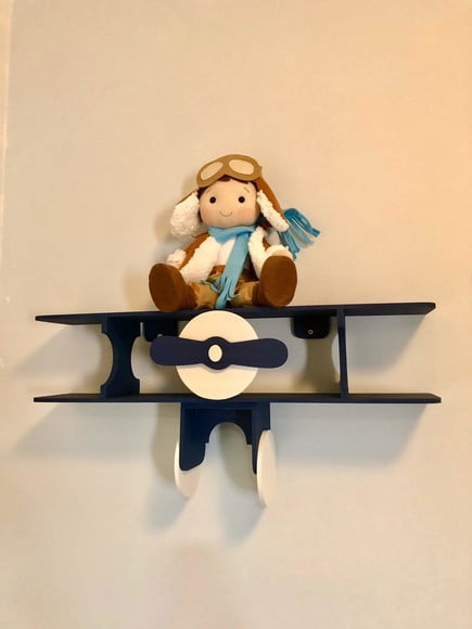 Avião Prateleira para Quarto Bebe Cor Azul Marinho