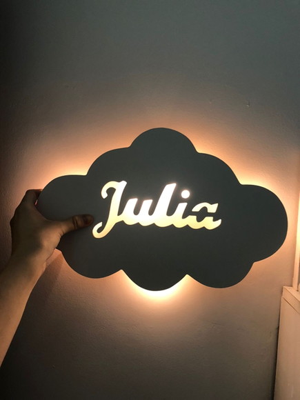 Luminária Nuvem para Decoração Quarto de Bebe com Nome.