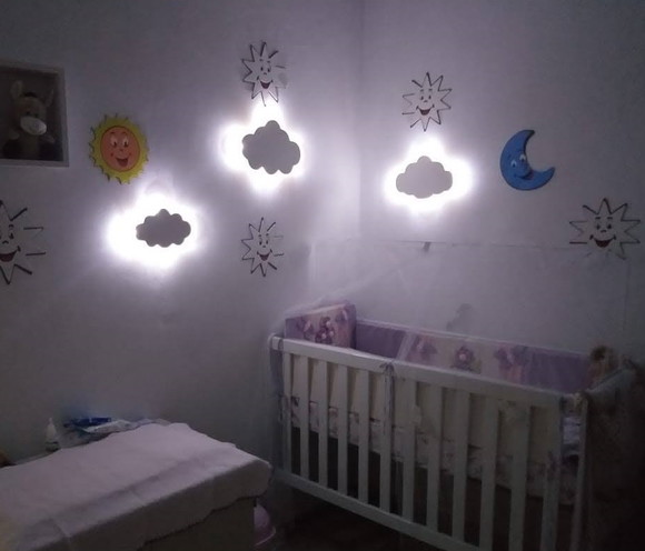 Nuvem com Iluminação de Luz de Led Quarto de Bebe Kit Pmg