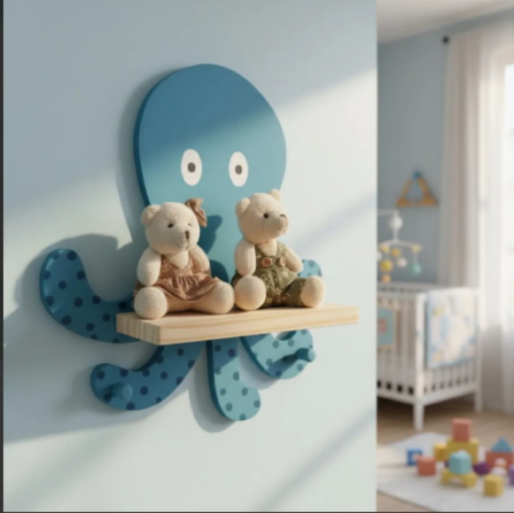 Polvo Prateleira Decoração Quarto Bebe Porta Maternidade Mar