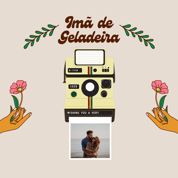 Imã de Geladeira Criativo Polaroid Porta Retrato Foto