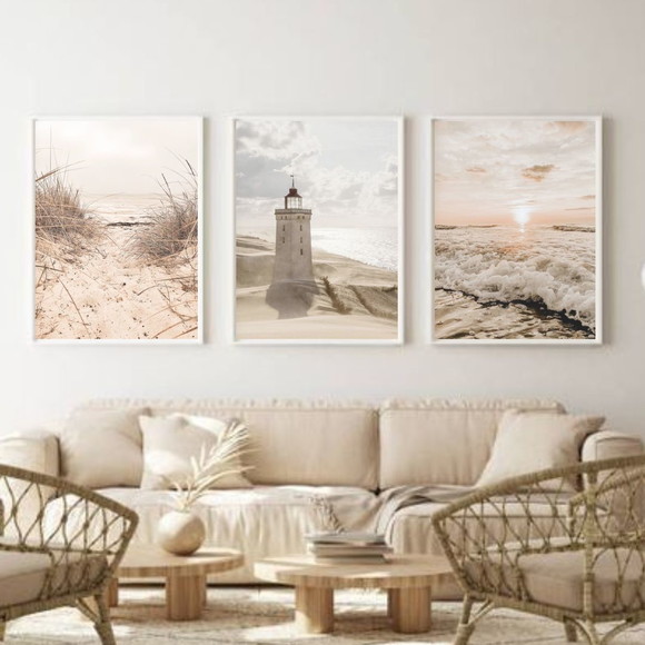 Kit 3 Quadros Decorativos Modernos para Sala Moldura e Vidro