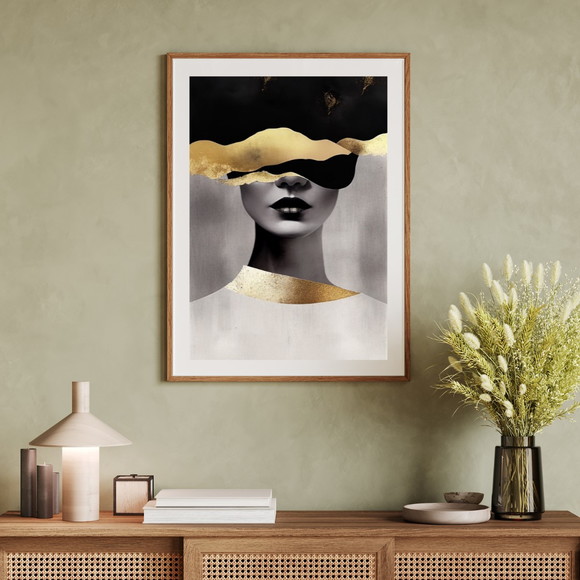 Quadro Arte Abstrata, Moldura e Vidro, Tam. 50x70 Novidade
