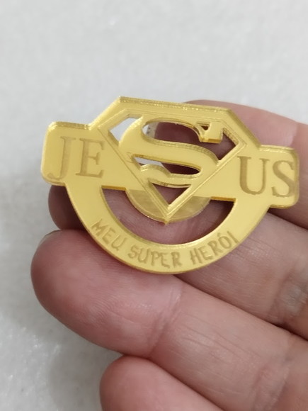 Aplique Acrílico Plaquinha Tema Jesus Meu Super Herói