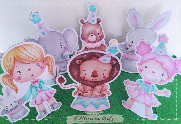 6 Displays de Mesa Circo Rosa