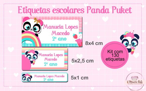 Etiqueta Escolar Panda Puket