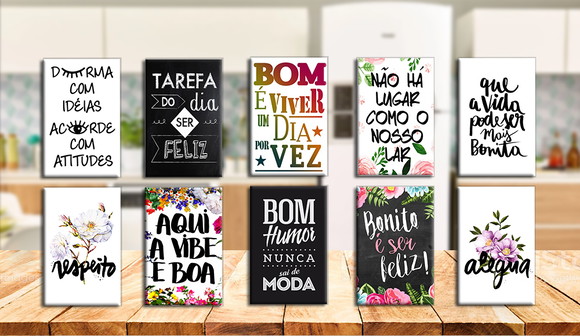 Décor Magnético de Qualidade em Alumínio Frases Amor Feliz