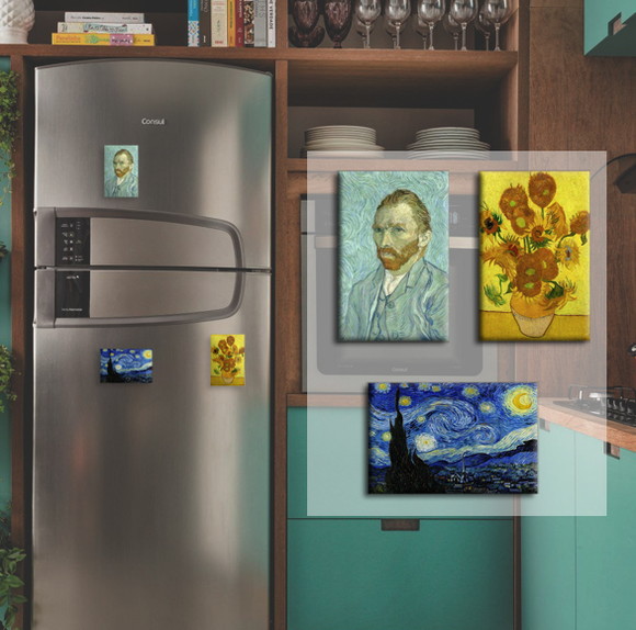 Imãs Decor de Geladeira Presentes Personalizados Van Gogh