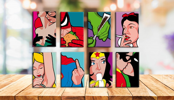 Imãs Decor Heróis Pop Art - de Qualidade em Alumínio