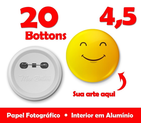 Boton Personalizado 45mm Alfinete 20 Unidades