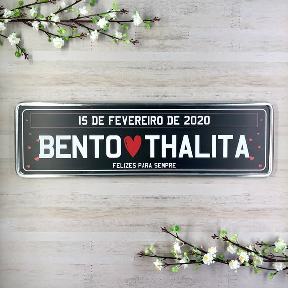Casamento Placa de Carro Personalizada Metal