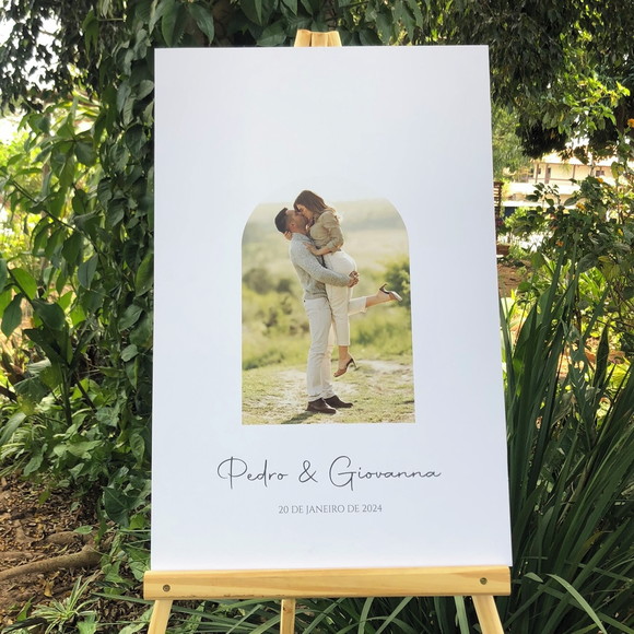 Placa Assinatura Casamento Foto dos Noivos Personalizada