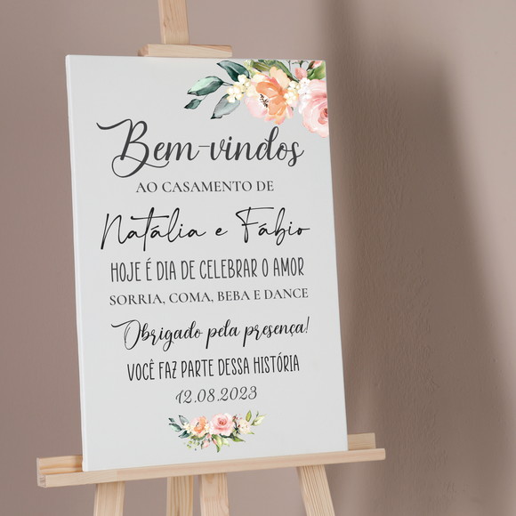 Placa Bem-vindos Casamento Decorativa Personalizada