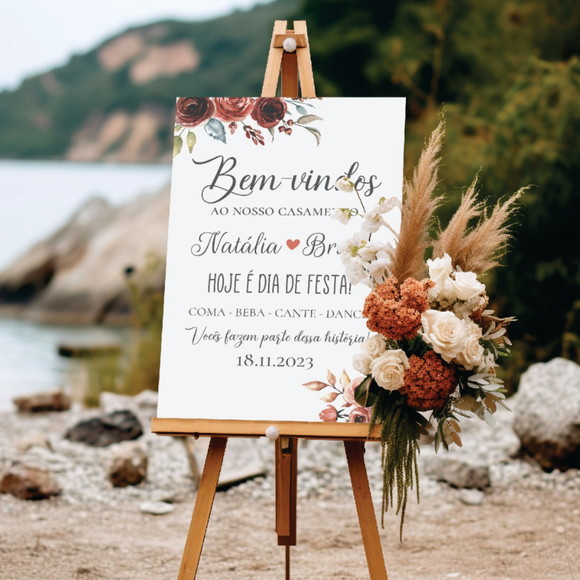 Placa Bem-vindos Casamento Personalizada