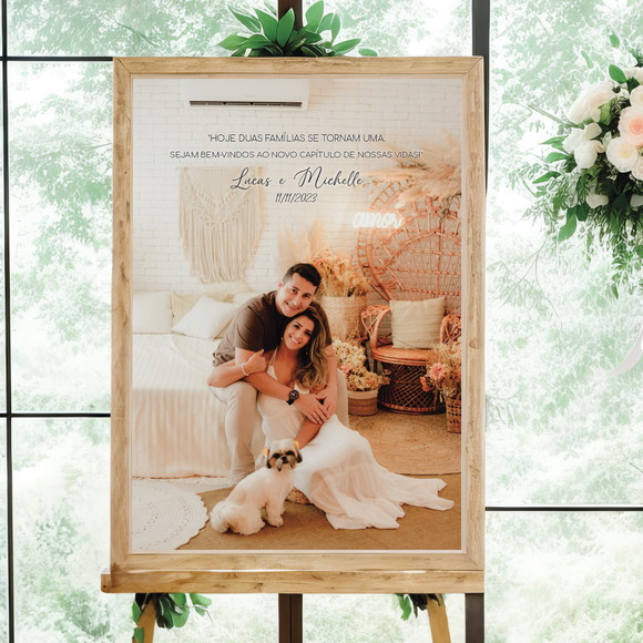 Placa Casamento Bem-vindos Foto dos Noivos Personalizada