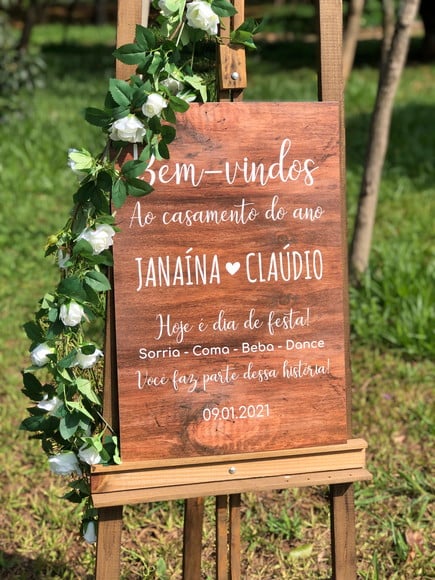 Placa Entrada Casamento para Convidados Personalizada