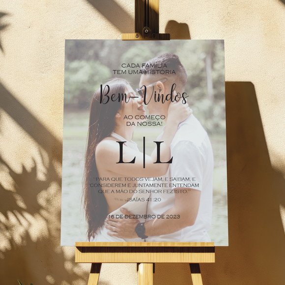 Placa Recepção Casamento Foto dos Noivos Personalizada