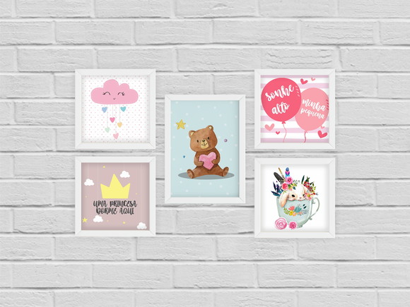 5 Quadros Bebê Princesa