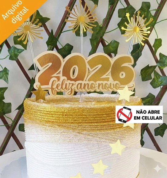 Arquivo de Corte Topo de Bolo Feliz Ano Novo Feliz 2026 116